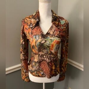Nicowa Artistic Print Sheer Blouse – Size 40 (US M) Made in Germany